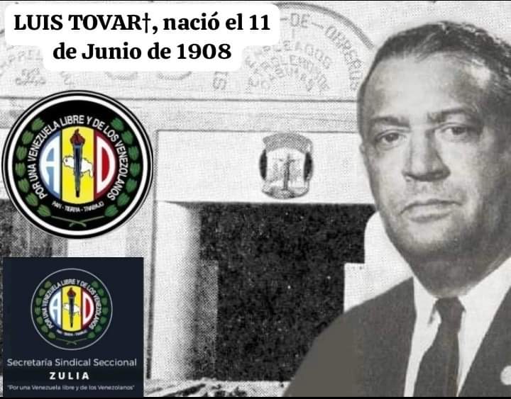 FIGURA EGREGIA DEL SINDICALISMO VENEZOLANO. #11Junio1908 Nace LUIS TOVAR, Pdte fundador de FEDEPETROL 1944; directivo fundador <a href="/SoyCTV/">CTV</a> 1947. Sec Sindical Nacional CEN <a href="/ADemocratica/">Acción Democrática</a> clandestino dirigido por Leonardo Ruiz Pineda. Preso Político Guasina. Dip ANC 1946. Dip y Senador