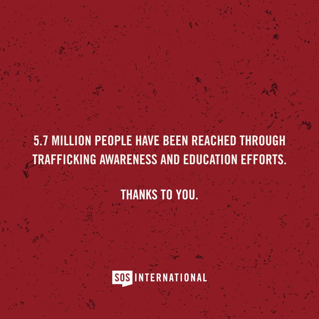 In one year, more than 5.7 million people were reached through trafficking awareness and education efforts. An incredible stride toward saving lives and ending exploitation.