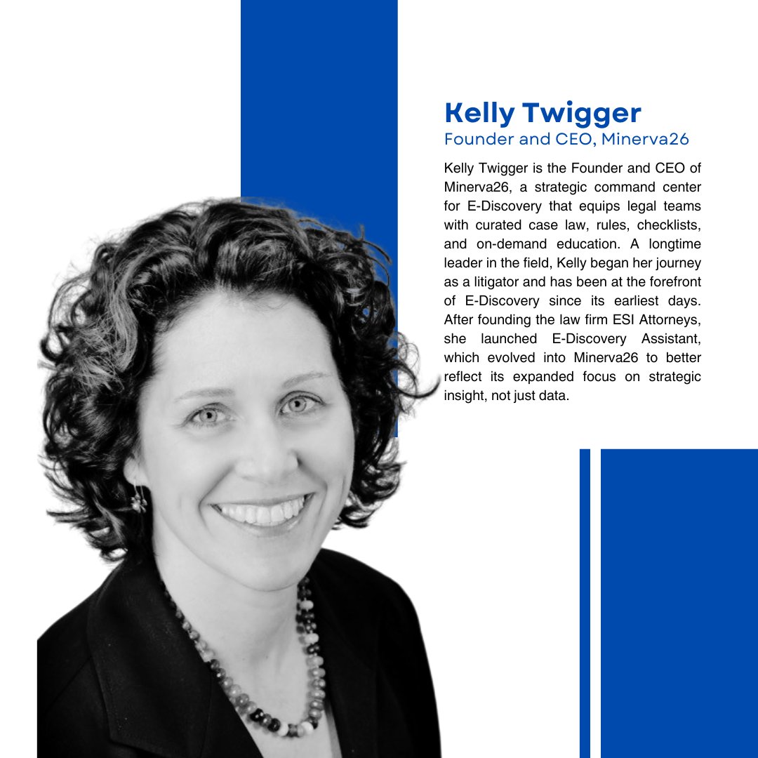 Tomorrow we’re joined by @KellyTwigger, Founder and CEO of Minerva26, for a deep dive into the evolving world of E-Discovery and the technology transforming how legal teams manage data.

Follow Technically Legal on Spotify, Apple Podcasts, or wherever you get your podcasts.