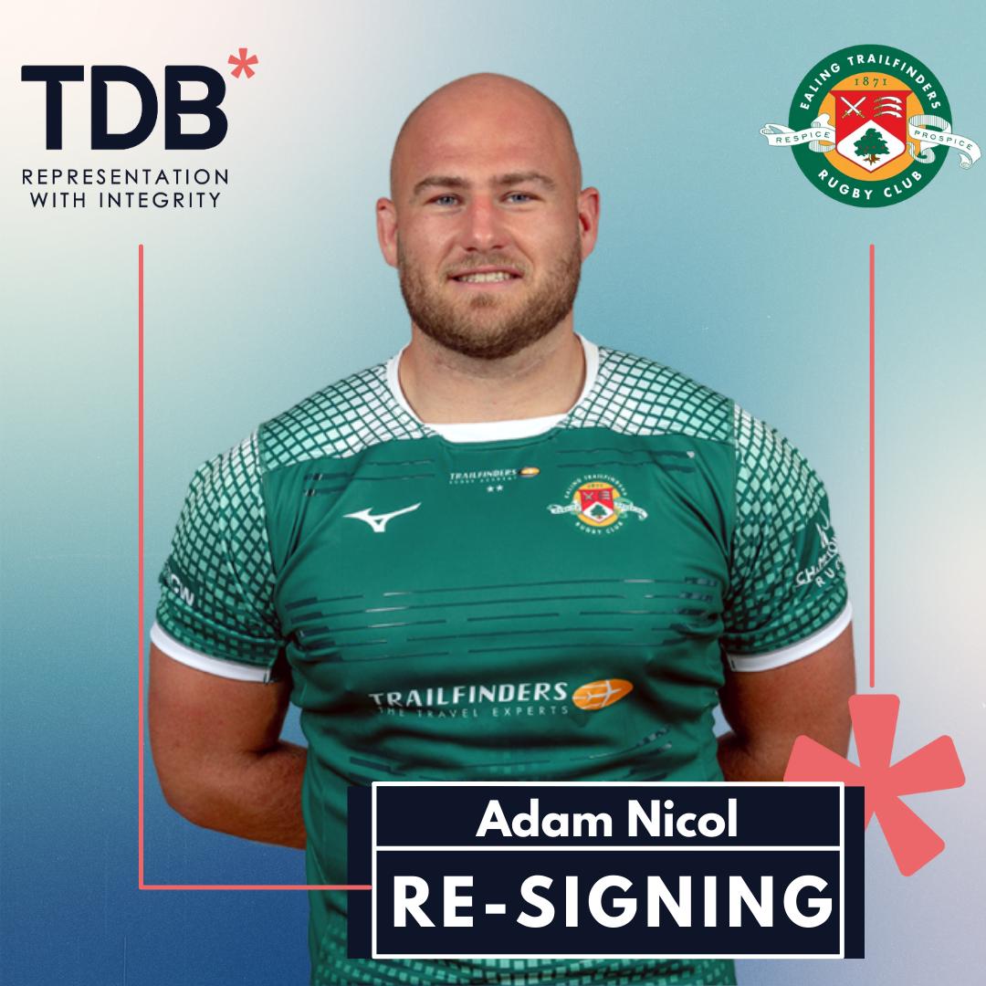 TDB_Sports's tweet image. TDB Sports are proud to confirm Adam Nicol has re-signed with @ealingtfrugby after a standout 24/25 season crowned by a @Champrugby title!
A proven front row force with 🏆 wins at Jersey &amp;amp; Ealing, Adam brings serious power to Vallis Way.
Big season ahead! 💪🏽
#ImWithTDB #AdamNicol