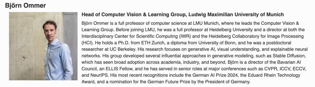 jacklangerman's tweet image. 📢We have an amazing line up for the afternoon after poster session!📢

@fedassa will give his keynote at 4:00pm followed by Björn Ommer at 4:40pm and then the collaboration and discussion session with all the keynote speakers.

👉Room 104 D

🚨Do not miss this!🚨

#USM3D  @CVPR