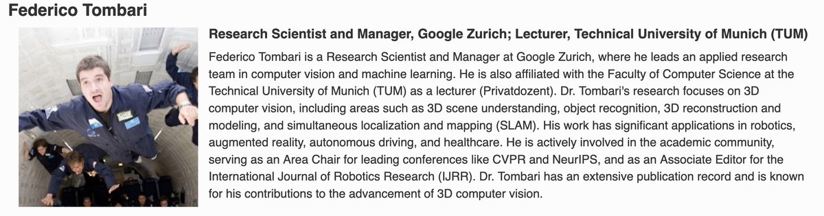 jacklangerman's tweet image. 📢We have an amazing line up for the afternoon after poster session!📢

@fedassa will give his keynote at 4:00pm followed by Björn Ommer at 4:40pm and then the collaboration and discussion session with all the keynote speakers.

👉Room 104 D

🚨Do not miss this!🚨

#USM3D  @CVPR