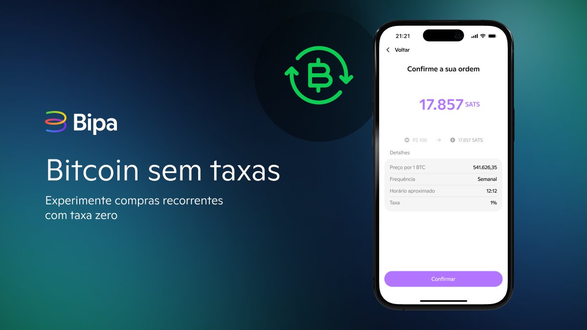 Acumule Bitcoin sem pagar taxas! Na Bipa, as taxas são zeradas para compras  recorrentes 👉 Taxa zero para compras de hora em hora ou diárias a partir  do oitavo dia. 👉 Taxa
