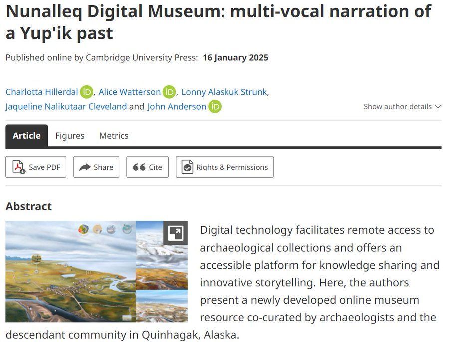 AntiquityJ's tweet image. 📷 from our #ProjectGallery &apos;Nunalleq Digital Museum: multi-vocal narration of a Yup&apos;ik past&apos;

Read it 🆓 doi.org/10.15184/aqy.2…
