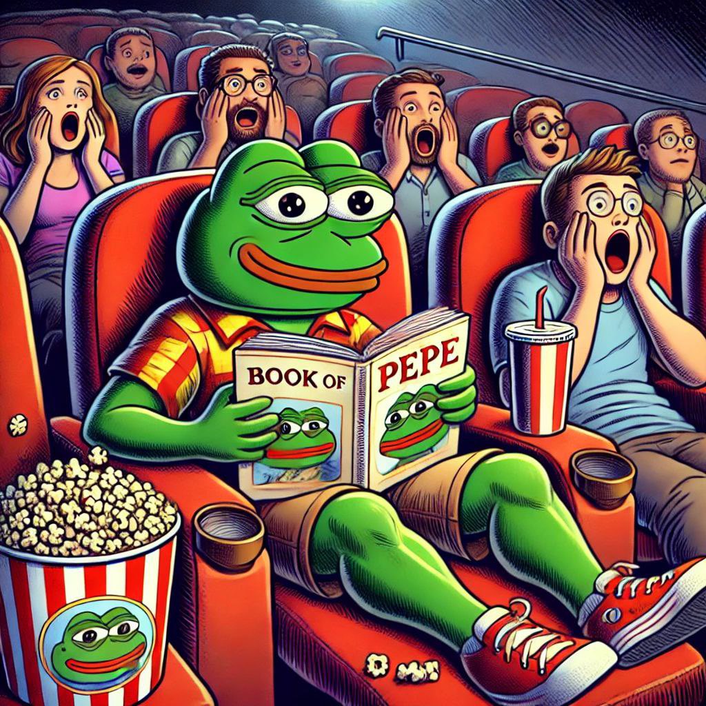 <a href="/Ashcryptoreal/">Ash Crypto</a> #pepe and his book on #ethereum are watching the show!