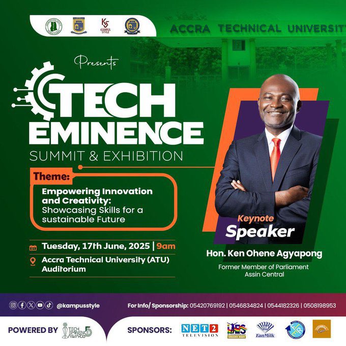 The future belongs to those who create it.

Join The Incoming Flag Bearer Of The NPP, Hon. Kennedy Agyapong On 17th June At Accra Technical University As He Deliver The Keynote At Tech Eminence 2025.
#TechEminence2025 #KEN2025