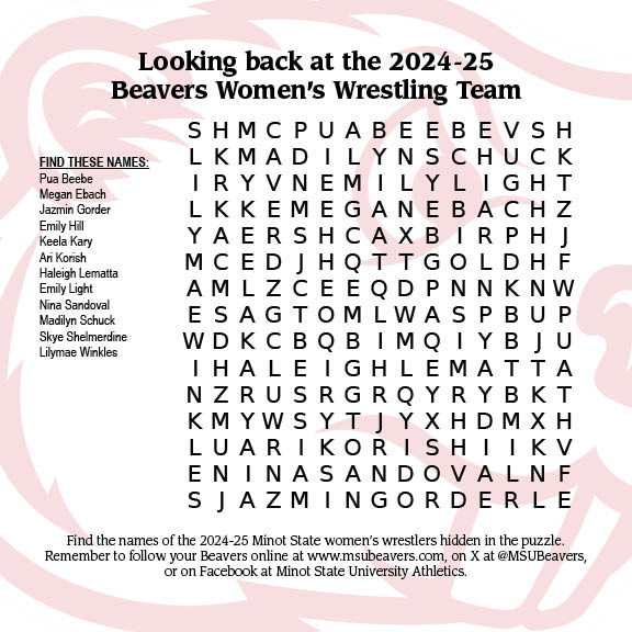 WORD SEARCH WEDNESDAY!
Beaver fans, join the fun as we feature Word Search Wednesdays this summer. This week we feature the 2024-25 Beaver women's wrestling team! #BuildtheDam #OneTeam