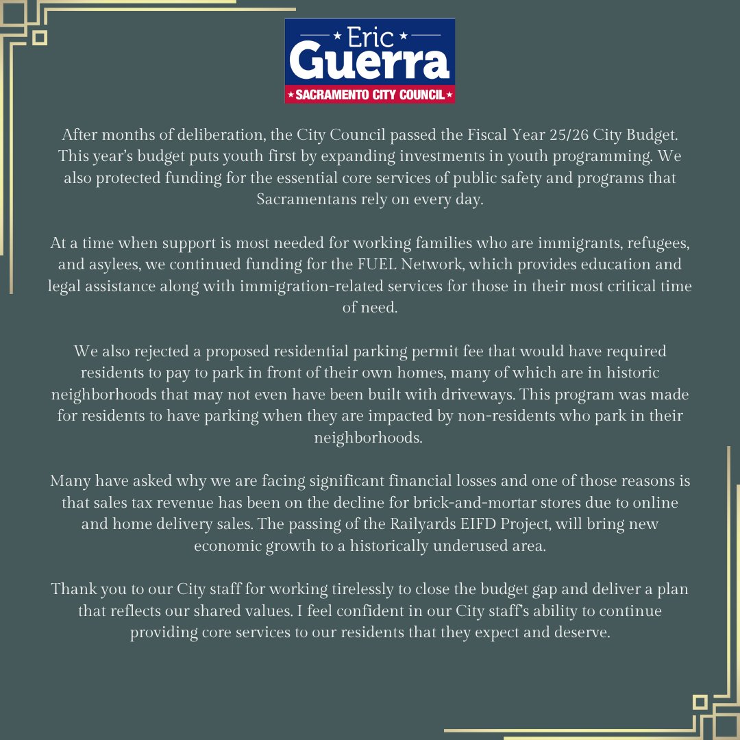 Statement on the adopted budget.