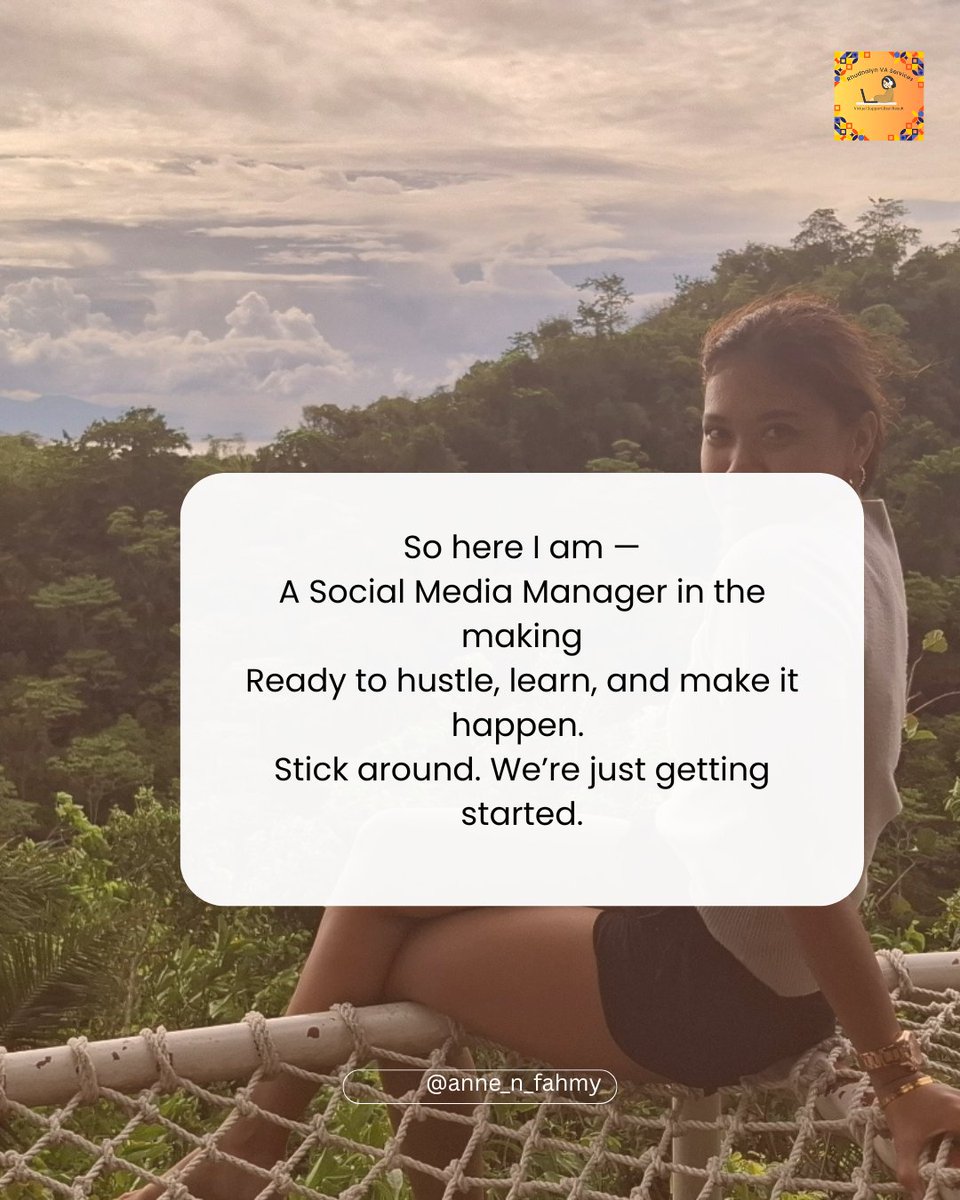 RhudnalynVA's tweet image. I might be just starting out, but I’m all in.
Learning. Hustling. Creating. Every. Single. Day.
Join me on this journey — let’s see how far we can go. 
#SMMJourney #StartWithHeart #HustleMore #VirtualAssistantLife