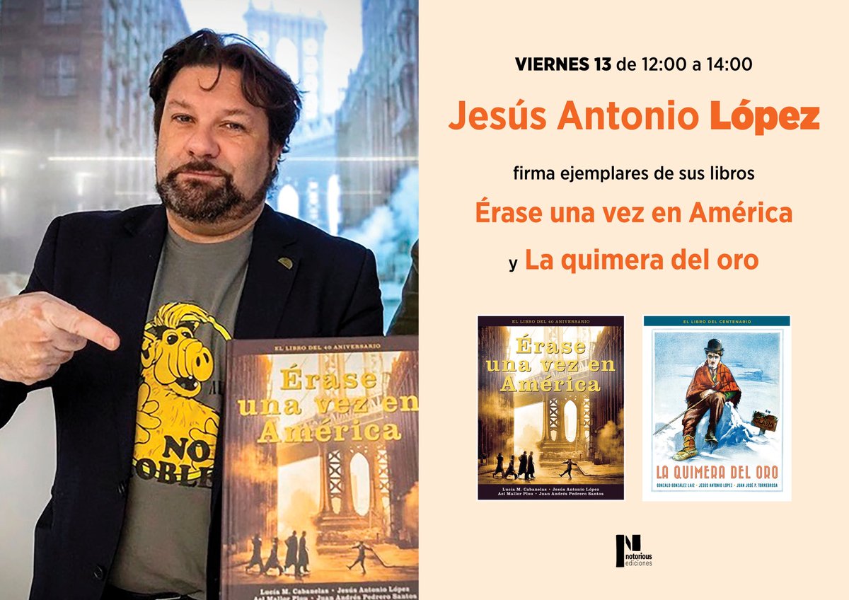 Notorious Ediciones (@notorious_ed) on Twitter photo Este viernes 13, de 12:00 a 14:00, Jesús Antonio López <a href="/FilaDeLosMancos/">Jesus Antonio López</a> firma su obra con la editorial en nuestra caseta (la 321) de la Feria del libro de Madrid <a href="/FLMadrid/">Feria del Libro de Madrid</a> ¡Os esperamos!
#notoriousediciones Este viernes 13, de 12:00 a 14:00, Jesús Antonio López <a href="/FilaDeLosMancos/">Jesus Antonio López</a> firma su obra con la editorial en nuestra caseta (la 321) de la Feria del libro de Madrid <a href="/FLMadrid/">Feria del Libro de Madrid</a> ¡Os esperamos!
#notoriousediciones