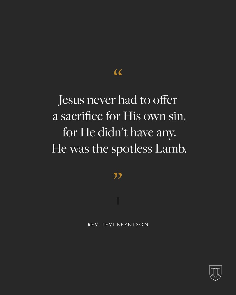 RefBibleCollege's tweet image. Jesus never had to offer a sacrifice for His own sin, for He didn’t have any. He was the spotless Lamb. —Professor Levi Berntson