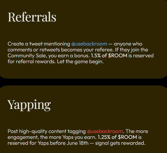 A little under 6 days to get into the yap leaderboard for the Initial Attention Offering (IAO thx @beast_ico) of $ROOM 

Less than 200 people are on it, still early and tech gud. Go connect your X on backroom.tech asap