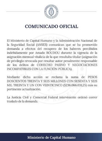 Tv_Libertaria's tweet photo. 🇦🇷 RECLAMAN $236.000.000 A BOUDOU

✅Capital Humano lo INTIMÓ para que la DEVUELVA
@JMilei @MinCapHum_Ar @AmadoBoudouArg https://t.co/MtyDh2t3DJ