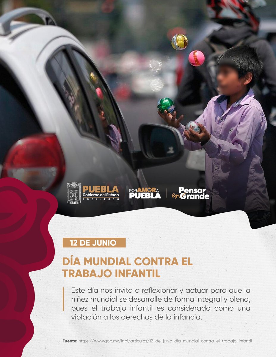 Gob_Puebla's tweet photo. 🚫 Día Mundial contra el Trabajo Infantil
Las y los niños no deberían trabajar, ¡sino soñar, aprender y jugar! 💼❌ Alzamos la voz por su derecho a una infancia libre y feliz.
#PorAmorAPuebla #PensarEnGrande https://t.co/Rw75LuA9UA