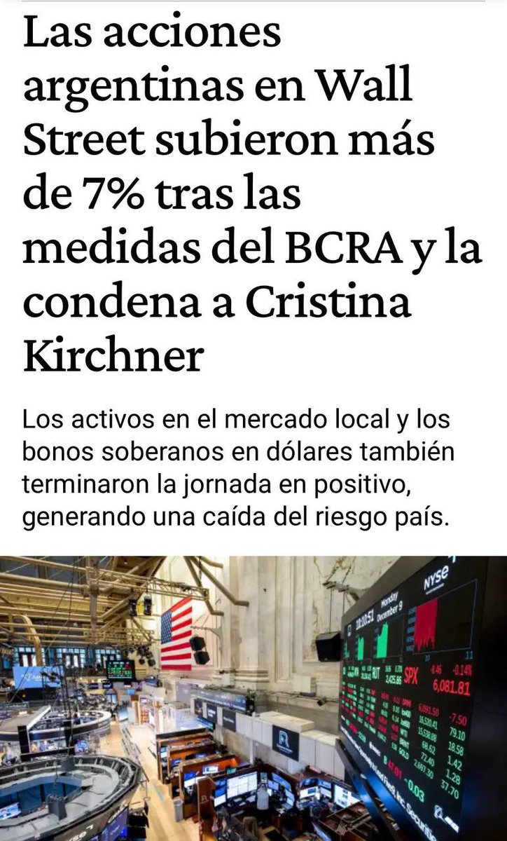 Los malabares que hace la prensa gorila para explicar que la euforia en Wall Street no es el festejo de los mercaderes del templo y los intereses foráneos por el golpe judicial que deja -momentáneamente- fuera de juego a la única dirigente política viva que los enfrentó en favor