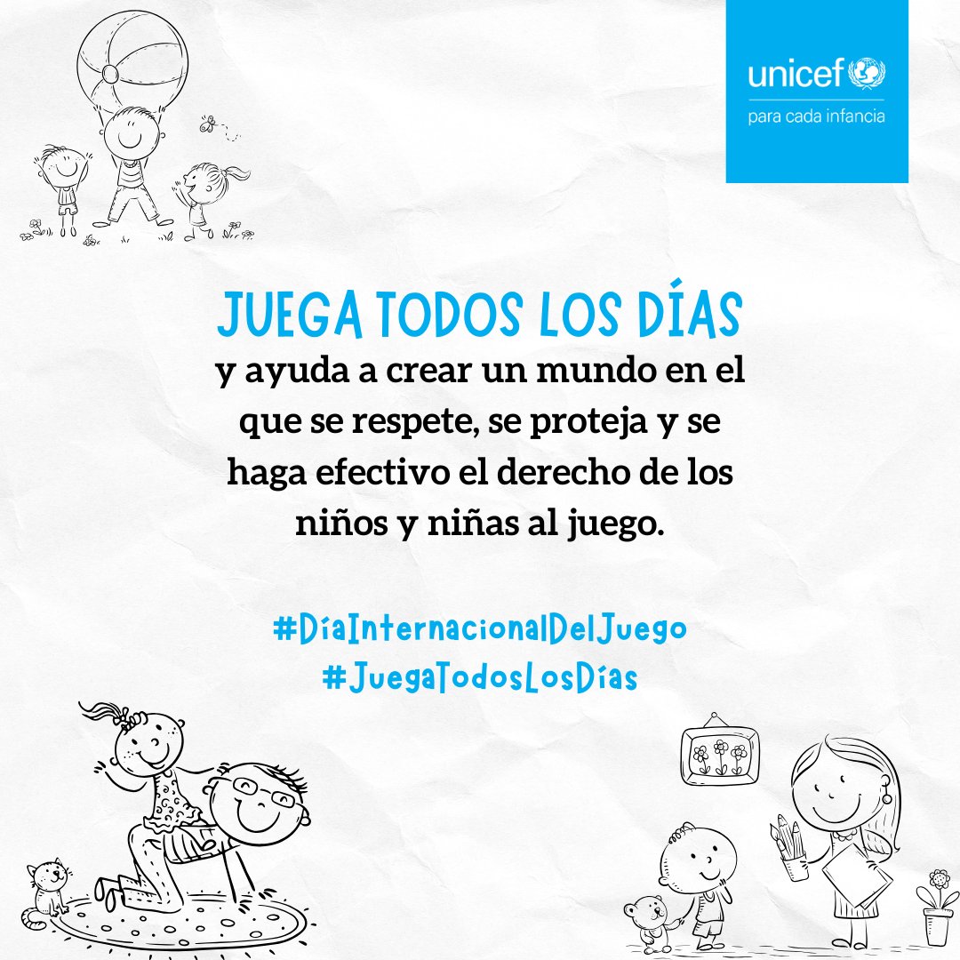 🌟🧩⚽JUGAR permite a las niñas, niños y adolescentes desarrollar habilidades cognitivas, físicas, creativas, sociales y emocionales. EL juego ofrece oportunidades de aprendizaje y fortalece vínculos con los demás. 

#JuegaTodosLosDías #DíaInternacionaldelJuego