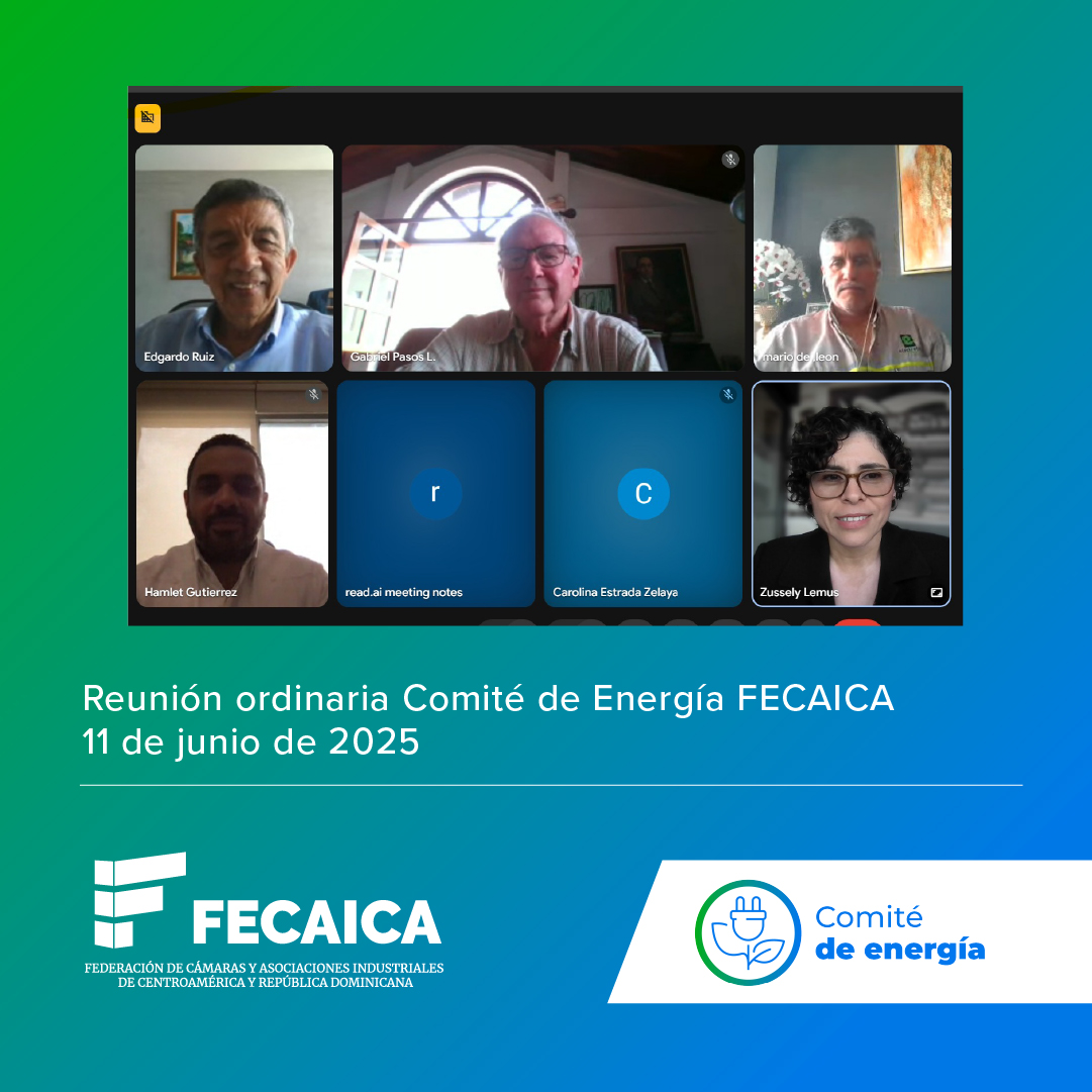 11 de junio de 2025 — El Comité de Energía llevó a cabo una reunión de trabajo donde  se compartieron temas orientados a promover el desarrollo energético a nivel centroamericano, competitividad del sector industrial a través del acceso a energía renovable y limpia.