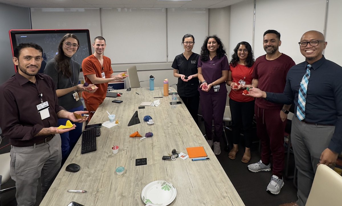 UTGeripal's tweet image. Our last #wellness session with the fellows! We braved creating a complex origami of a rose in bloom to signify their completion of training as budding #geriatrics and #hpm physicians! @RexPaulinoMD @nuzhaamjad1