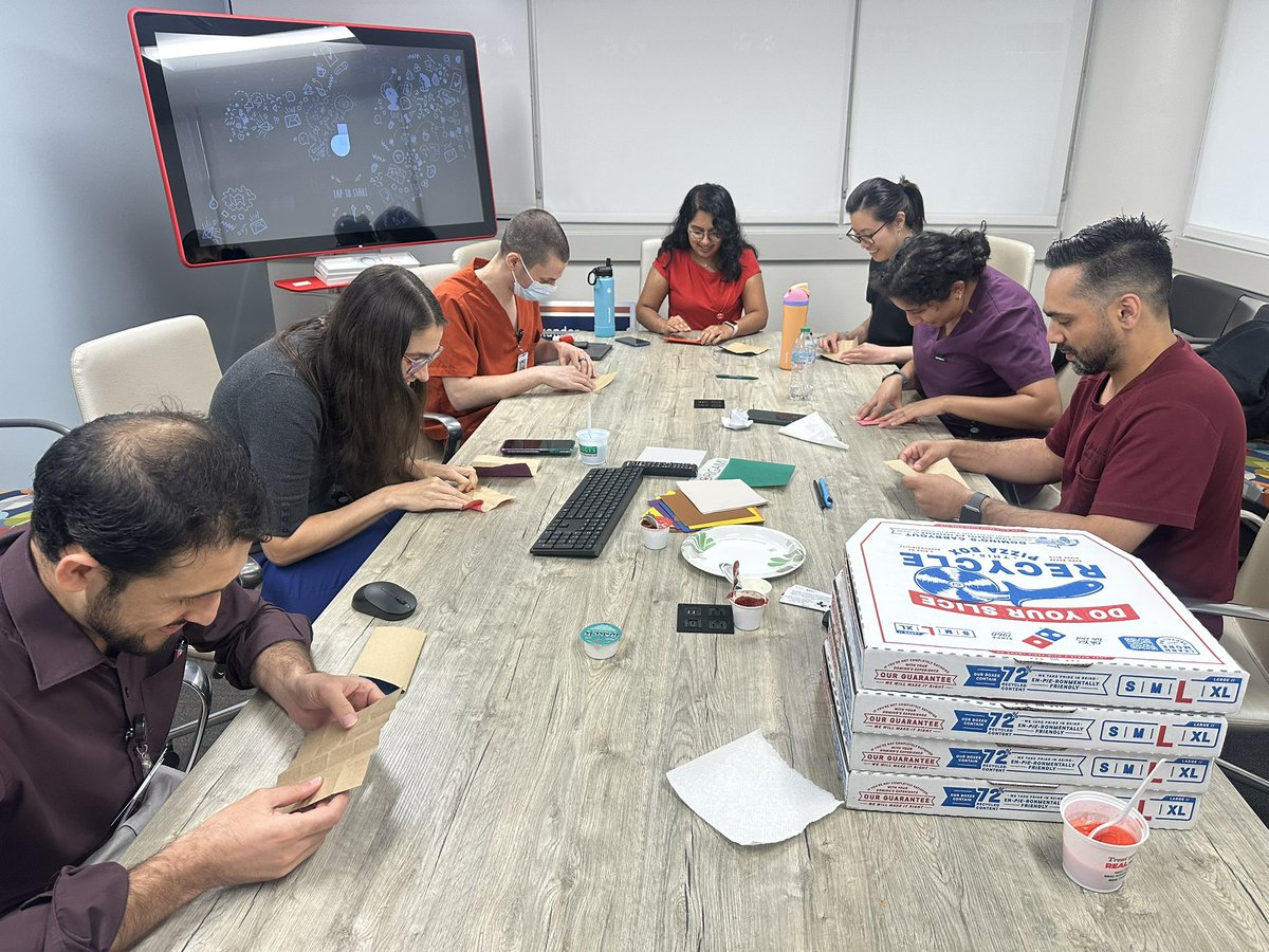 UTGeripal's tweet image. Our last #wellness session with the fellows! We braved creating a complex origami of a rose in bloom to signify their completion of training as budding #geriatrics and #hpm physicians! @RexPaulinoMD @nuzhaamjad1