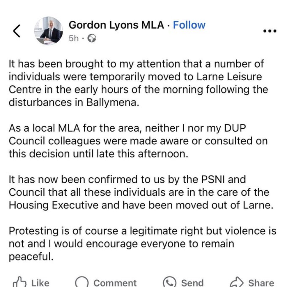 Fascinating.

<a href="/duponline/">DUP</a> ministers essentially directing protests into their own areas at this stage