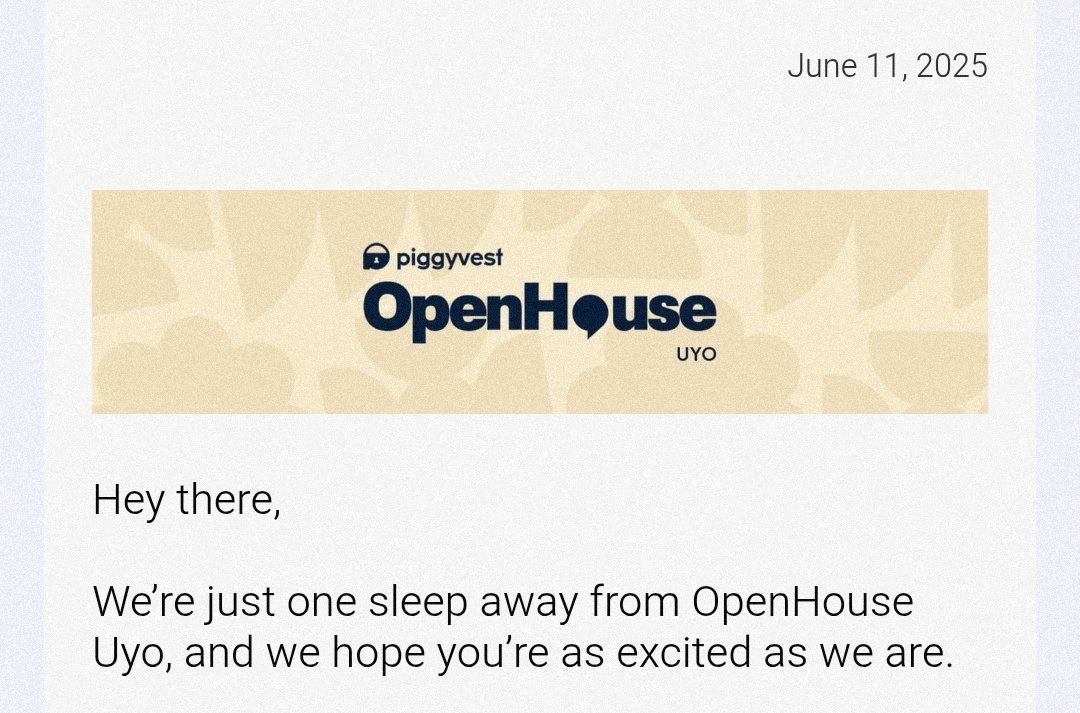 See y'all tomorrow at <a href="/piggyvest/">Piggyvest</a> Openhouse Uyo edition 😚
