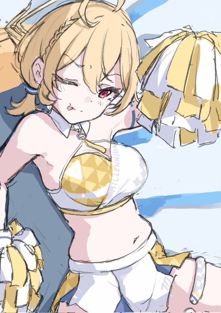 _gueya's tweet photo. Cheerleader Kotori sketch that I never actually got around to finishing but I felt is a waste not to release into the world https://t.co/VVEfkZFSh4