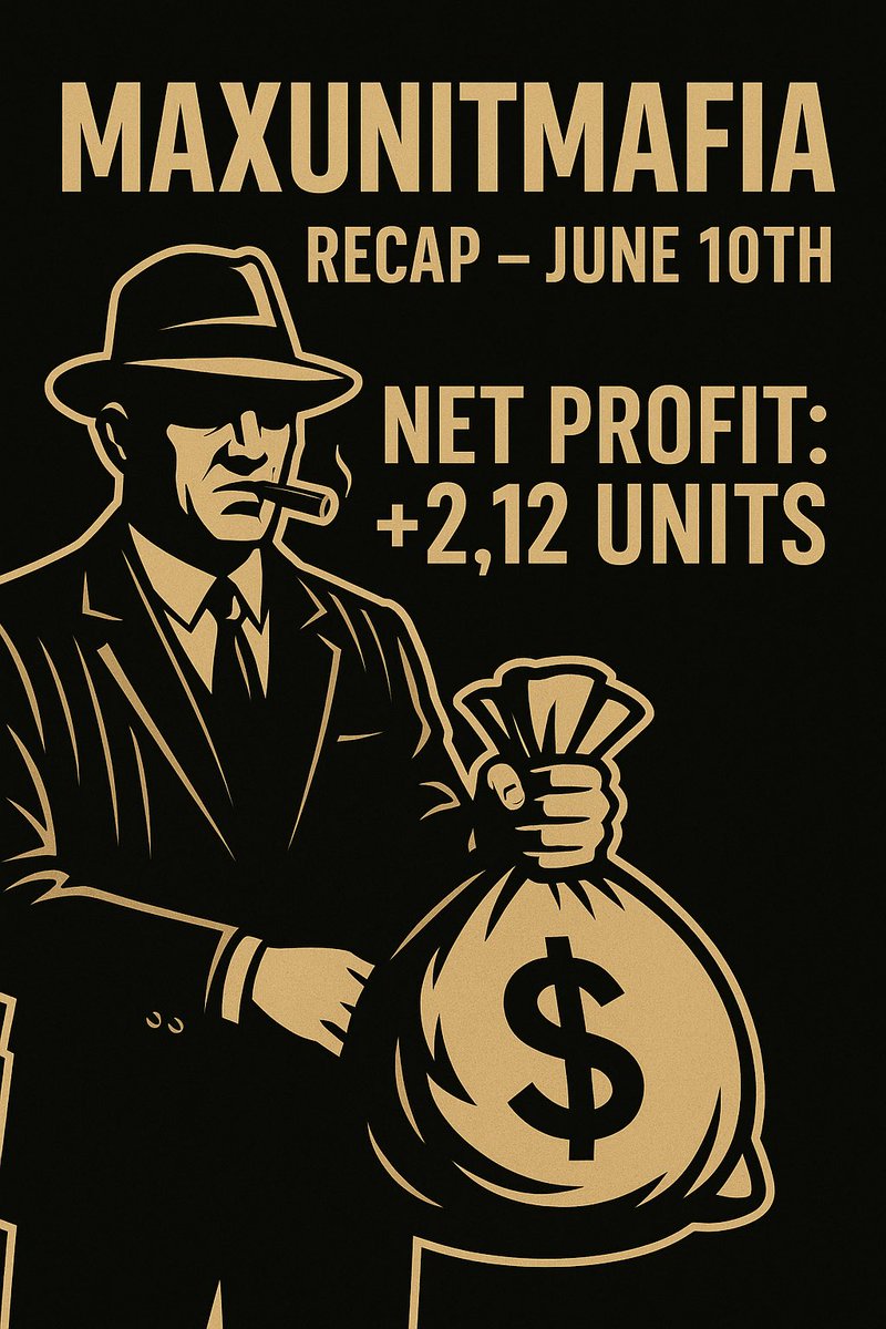 MaxUnitMafia's tweet image. 📊 MaxUnitMafia Recap — June 10th

Net Profit: +2.12 Units

Another bag added to the stash. Quiet hustle, loud results.

#MaxUnitMafia #DailyRecap #BettingProfit #GamblingTwitter

Thread 🧵 all plays from yesterday 👇🏼