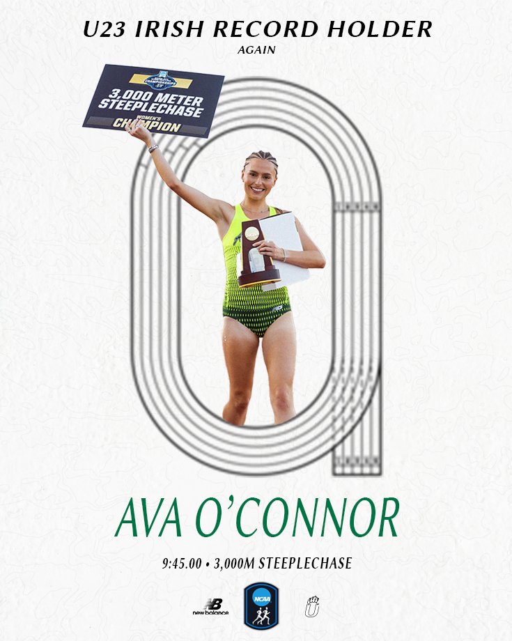 From NCAA gold to Irish history. Ava O’Connor clocks 9:45.00 to reset her U23 steeplechase record 🔥☘️

#GoGrizzGo