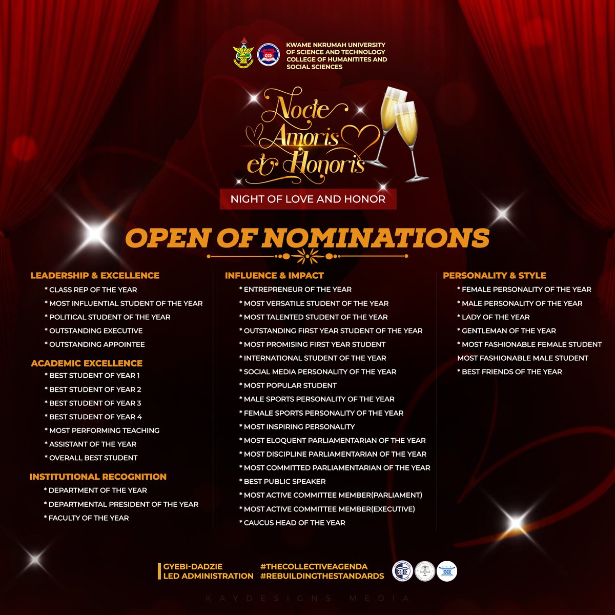 ❤️The stage is set to honour love, celebrate excellence, and appreciate impact.

🌹 Nominate deserving students and personalities for recognition at this year’s Nocte Amoris et Honoris a night of elegance, emotion, and distinction.

🔗 Nomination link: bloomballot.com/nominations/0G…