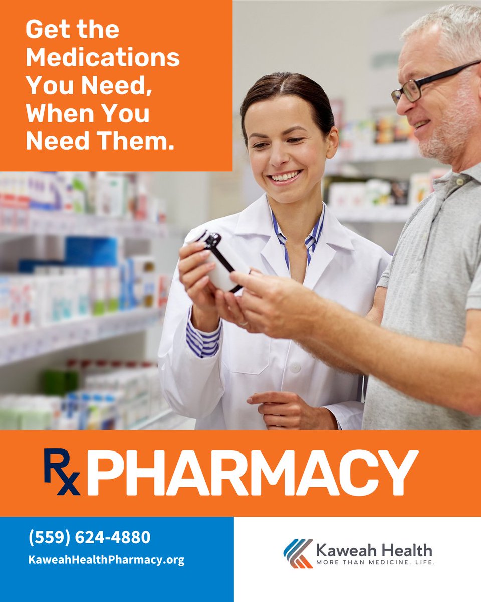 kaweahhealth's tweet image. Get the Medications You Need, When You Need Them.

Kaweah Health Pharmacy offers fast service, easy transfers, and personalized care you can trust.

Learn more: KaweahHealthPharmacy.org

#KaweahHealthPharmacy #YourHealthMatters
