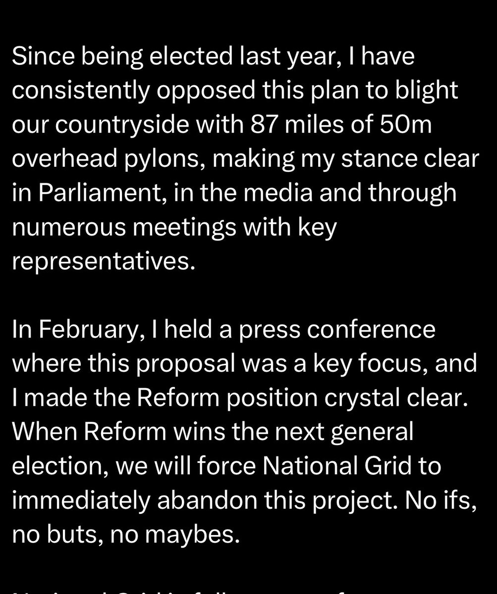 ReformDaily_'s tweet photo. ⚠️ National Grid’s updated proposals for the Grimsby-Walpole line are “deeply disappointing,” says Richard Tice

“They fail to address the concerns of Lincolnshire residents.” ⬇️

The countryside deserves better than being ignored

#Lincolnshire #GreatGridUpgrade #ReformUK https://t.co/ovkfexS92l
