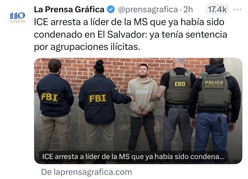 romeoauerbach's tweet photo. #ATENCIÓN DESENMASCARANDO

a los supuestos medios:

@EDHNoticias @prensagrafica y activistas

Se han dado a la tarea de desinformar que el pandillero José Eliseo Amaya Palacios condenado EN AUSENCIA quedo en libertad de alguna manera (culpando al gobierno) y acaba de ser detenido en EEUU por ICE

NUNCA ESTUVO ENCARCELADO AQUI

La noticia de la FGR de mayo de 2023 la pueden verificar por medio de este link

https://t.co/nuzIanv5ik