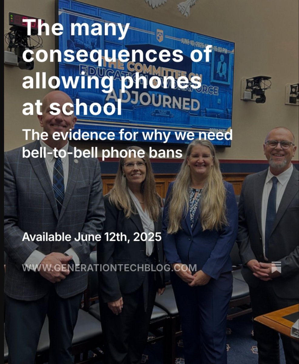 Thinking of asking your kids' school to ban phones during the school day bell to bell? Mention that discipline issues will go down and academic performance will go up. Out tomorrow: