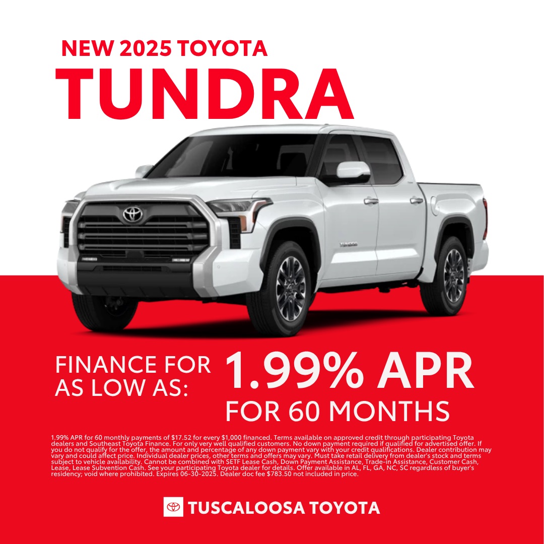 🚘 Ready to drive home in the powerful 2025 Toyota Tundra? We understand that financing can be a big decision, which is why we're offering special financing rates to make your dream truck more affordable.

💻 birdeye.cx/p8jjky