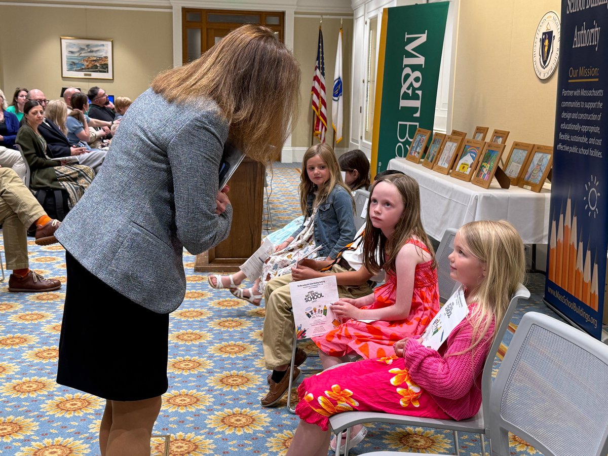 Congratulations to the winners of the My Ideal School Contest! In partnership with <a href="/MandT_Bank/">M&T Bank</a>, <a href="/Mass_SBA/">MSBA</a> brought ten first graders from across the state to the State House to celebrate with the Treasurer. It was inspiring to see these kids’ imagination and creativity on display!