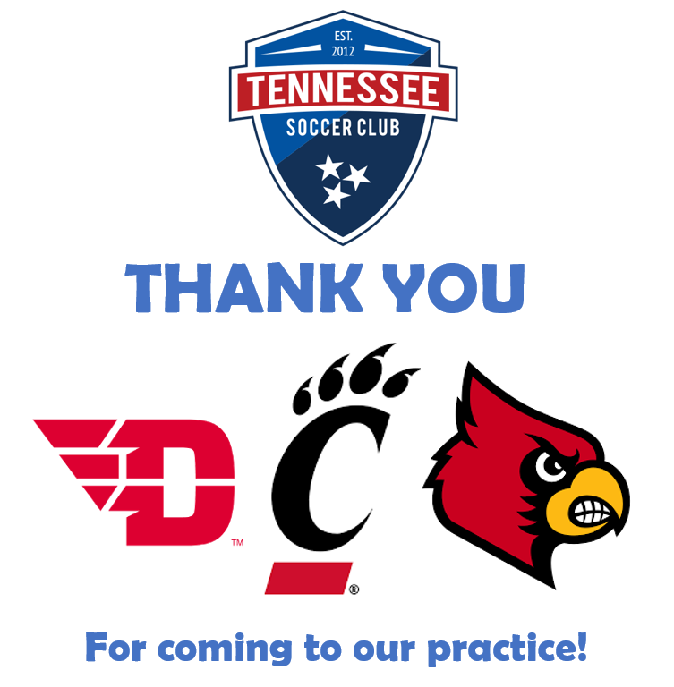 Thank you to <a href="/DaytonWSoccer/">Dayton Women's Soccer</a> <a href="/GoBEARCATS/">Cincinnati Bearcats</a> <a href="/LouisvilleWSOC/">Louisville Women's Soccer</a> for coming to our practice this week! We appreciate the opportunity! 
#2027recruits #2028recruits #ecnlgirls <a href="/TSCECNL/">Tennessee Soccer Club ECNL</a> <a href="/ECNLgirls/">ECNL Girls</a> <a href="/ImYouthSoccer/">ECNL/GA/Recruiting/College Soccer</a> <a href="/ImCollegeSoccer/">College Soccer Truth ™</a>
