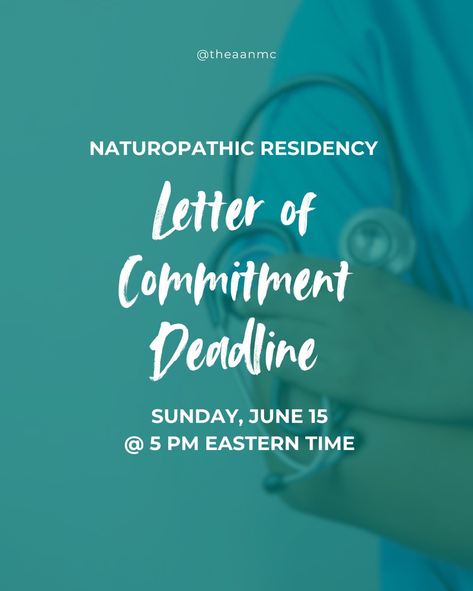 Future residents! Don’t forget the upcoming deadline for your Letter of Commitment to your matched site. Log in to the Residency Portal for full instructions. 💬

#naturopathicresidency #naturopathicmedicine #naturopathicdoctor #futuredoctor #residency