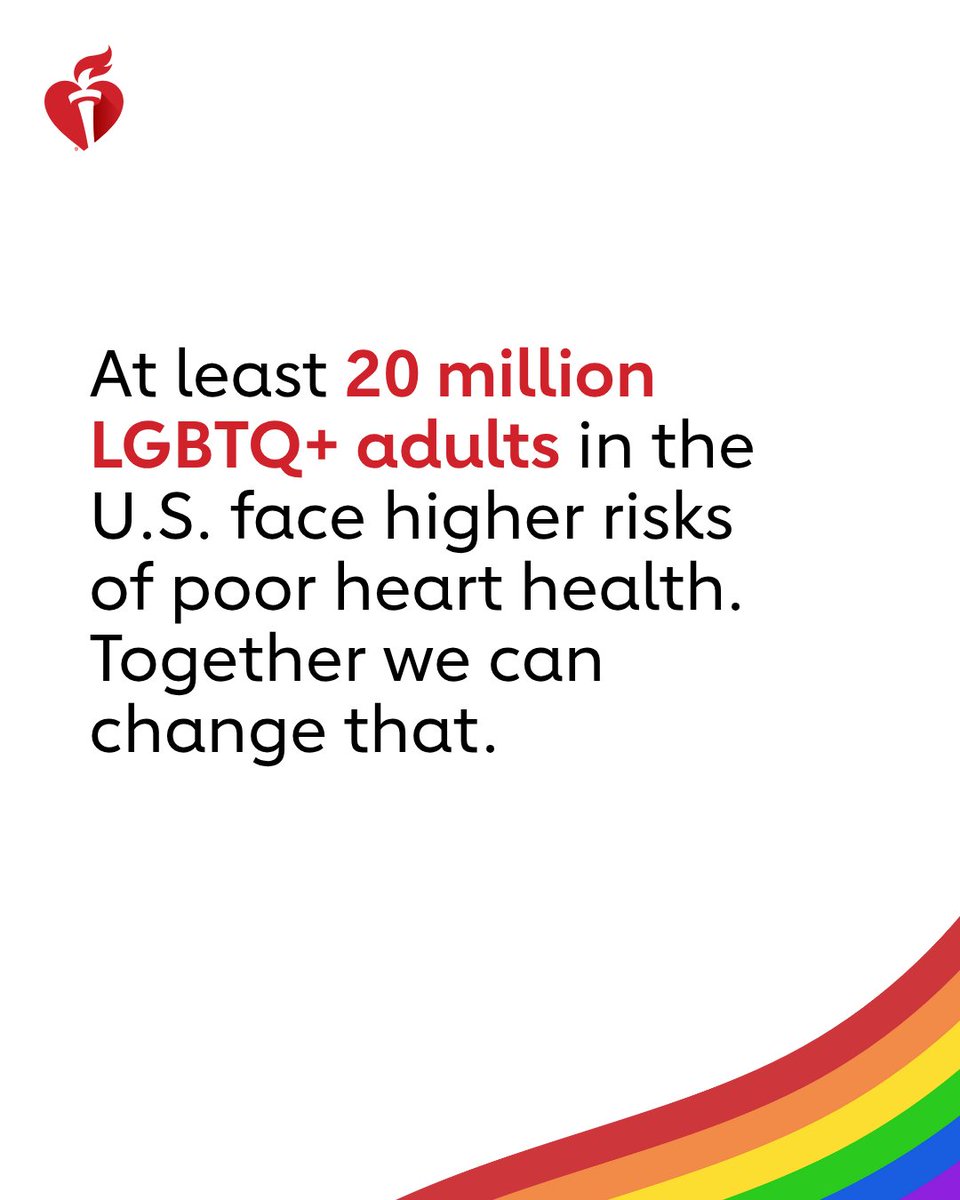 Everyone deserves a longer, healthier life. We're partnering with LGBTQ+ communities to break barriers and fight heart disease and stroke—together. 

#PrideMonth