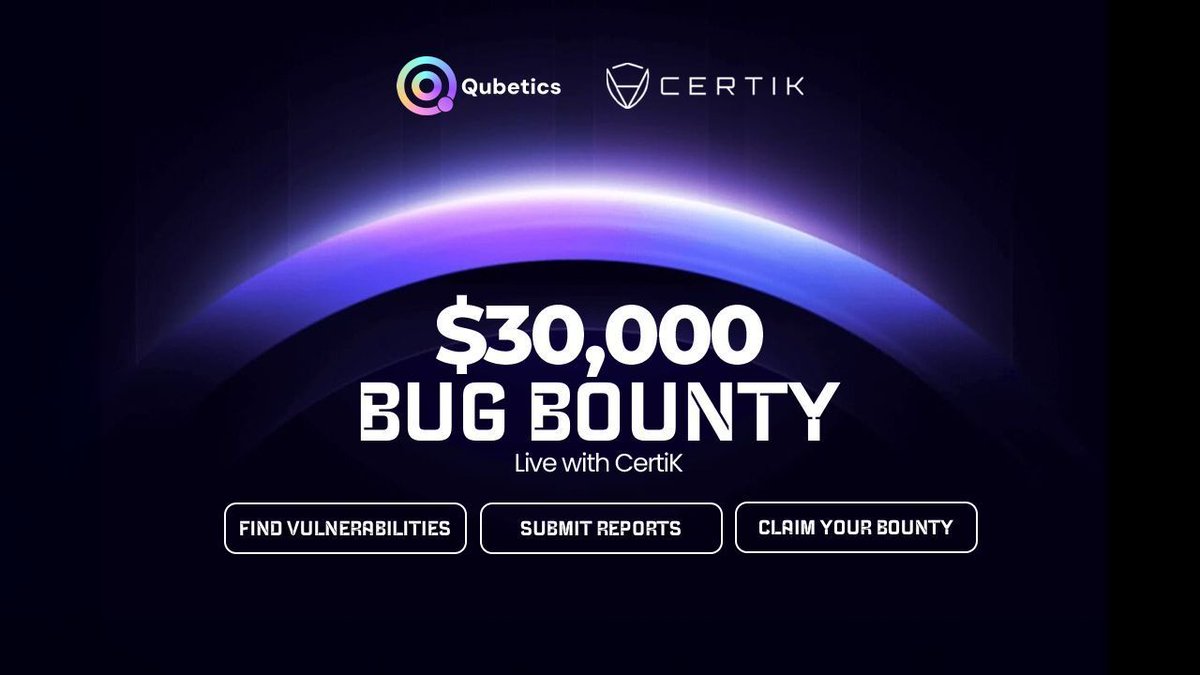 🔒 Exciting News!
The Qubetics $30,000 Bug Bounty Program with CertiK is now live for participation.

We’re inviting developers, ethical hackers, and blockchain security experts to join us in strengthening the Qubetics ecosystem. Find vulnerabilities, submit your reports, and
