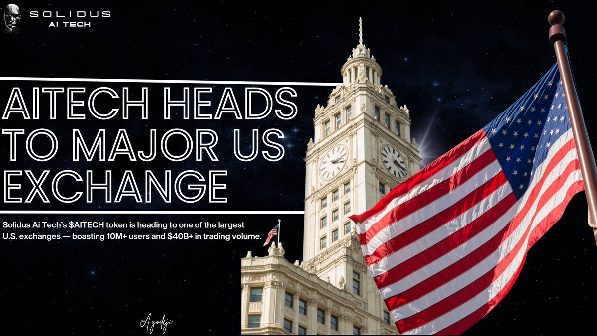 ayanlajaayodeji's tweet image. Huge news @AITECHio is Going Big

I am thrilled to announce that $AITECH is set to launch on one of the largest U.S digital major exchange.

With 10M+ users &amp;amp; $40B+ volume, this is a MASSIVE leap for #SolidusAiTech &amp;amp; the beginning of something huge.

#CryptoNews #ExchangeListing