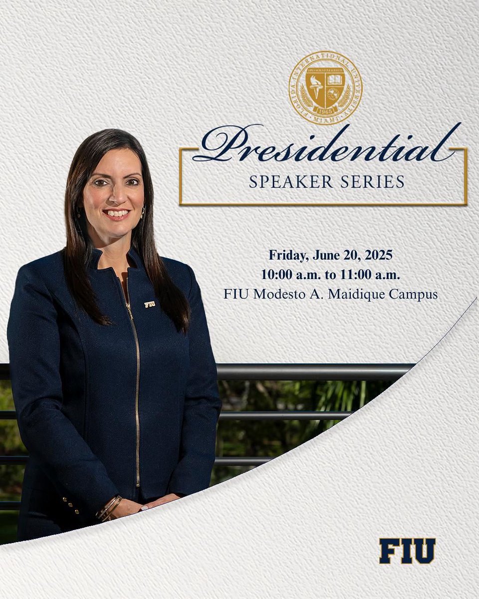 FIUPresident's tweet image. I’m excited to announce the launch of the FIU Presidential Speaker Series.
Please join me as I welcome our guests, Dr. Robert P. George and Dr. Cornel West, for an important conversation on academic freedom and civil dialogue in higher education.
The event will take place on…