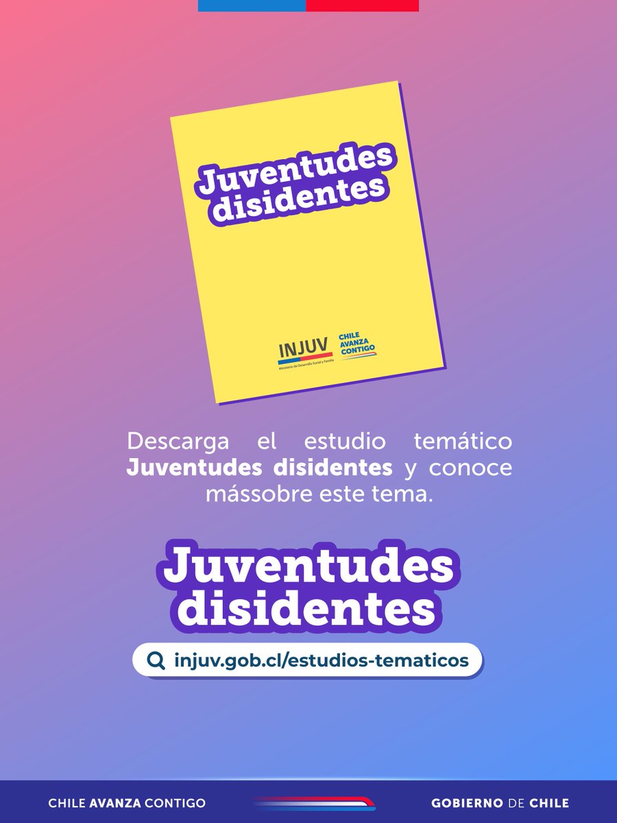 Caracterización, salud mental y discriminación son algunos de los principales hallazgos del Estudio Temático Juventudes Disidentes. Conoce más en: injuv.gob.cl/estudios-temat… 📊