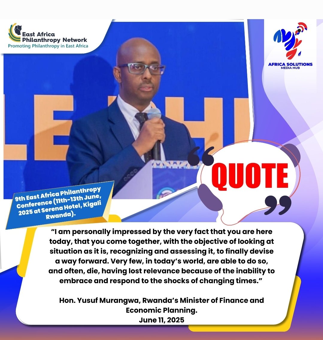 Africa Solutions Media Hub (@africsolutions) on Twitter photo I am personally impressed by the very fact that you are here today, that you come together, with the objective of looking at situation as it is, recognizing and assessing it, to finally devise a way forward ~ <a href="/RwandaFinance/">Ministry of Finance & Economic Planning</a> Minister Yusuf Murangwa.
#9thEAPC
#AgilePhilanthropy I am personally impressed by the very fact that you are here today, that you come together, with the objective of looking at situation as it is, recognizing and assessing it, to finally devise a way forward ~ <a href="/RwandaFinance/">Ministry of Finance & Economic Planning</a> Minister Yusuf Murangwa.
#9thEAPC
#AgilePhilanthropy
