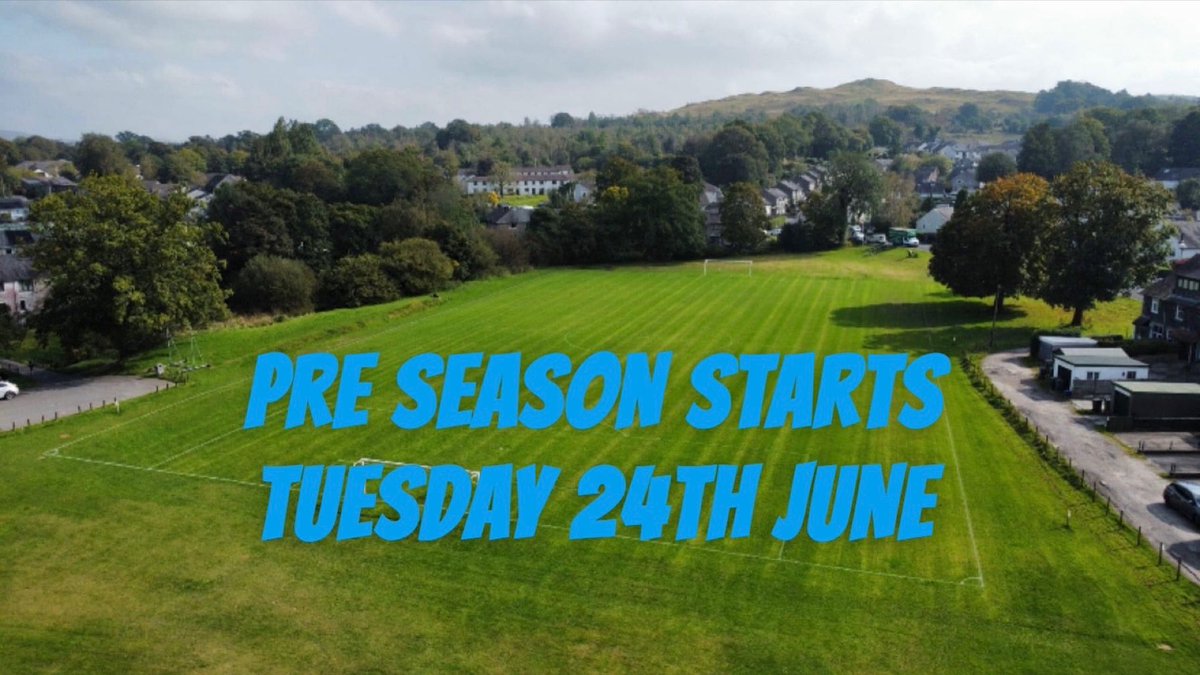 windermerefc's tweet photo. Pre season training starts on Tuesday 24th June on Queen’s Park at 6:30pm ⚽️😅

Players old and new are all welcome, minimum age is 16. 

Pre season friendlies arranged for July for 1st and Reserves. 

#Mightymere 💙🤍 https://t.co/t6PAAqmRF8