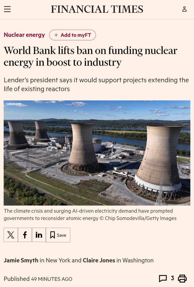 The World Bank has lifted its ban on funding nuclear. 

A new era is here.