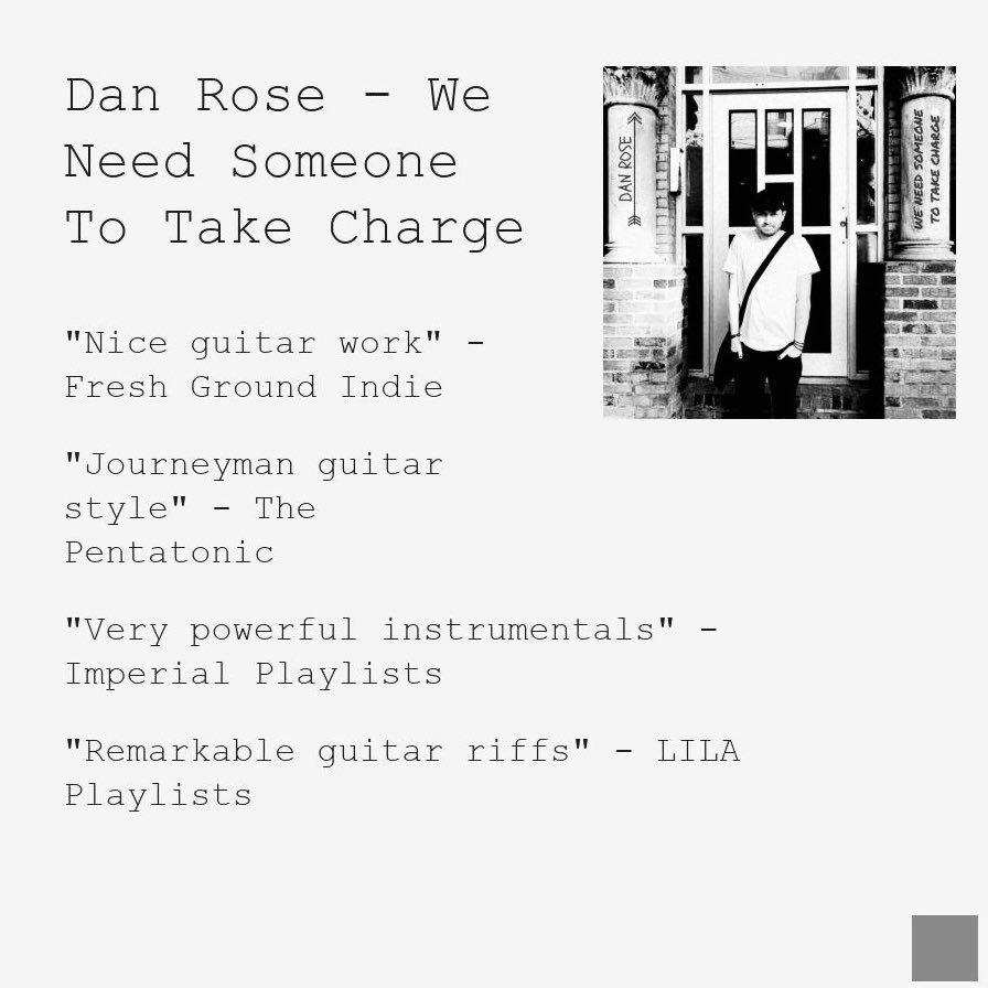 ‘We Need Someone To Take Charge’ has “nice guitar work”, “powerful instrumentals” and “remarkable guitar riffs” 🎸🤠 Listen where you listen to music ✌️
 
#folkrock #acousticguitar #singersongwriter #folkpunk #playlist #indiefolk #indiemusic #rawfolk #acoustic #indiesongwriter