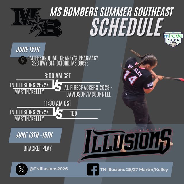 kylee travis (@kyleet2027) on Twitter photo Come see us in Oxford MS!!
<a href="/TNIllusions2026/">Tonia Martin</a> <a href="/WKUSoftball/">WKU Softball</a> <a href="/GovsSB/">Austin Peay Softball</a> <a href="/TNUsoftball/">Trevecca Softball 🥎 💜</a> <a href="/UTMSoftball/">UT Martin Softball</a> Come see us in Oxford MS!!
<a href="/TNIllusions2026/">Tonia Martin</a> <a href="/WKUSoftball/">WKU Softball</a> <a href="/GovsSB/">Austin Peay Softball</a> <a href="/TNUsoftball/">Trevecca Softball 🥎 💜</a> <a href="/UTMSoftball/">UT Martin Softball</a>