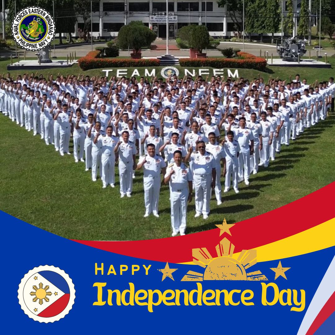 The Naval Forces Eastern Mindanao (NFEM) is one with the nation in celebrating the 127th Araw ng Kalayaan.

Read here; facebook.com/share/p/16XSP4…

#ProtectingtheSeasSecuringOurFuture
#ModernandMultiCapablePHNavy
#OneAFPOnePhilippines
#StrongAFPStrongPhilippines