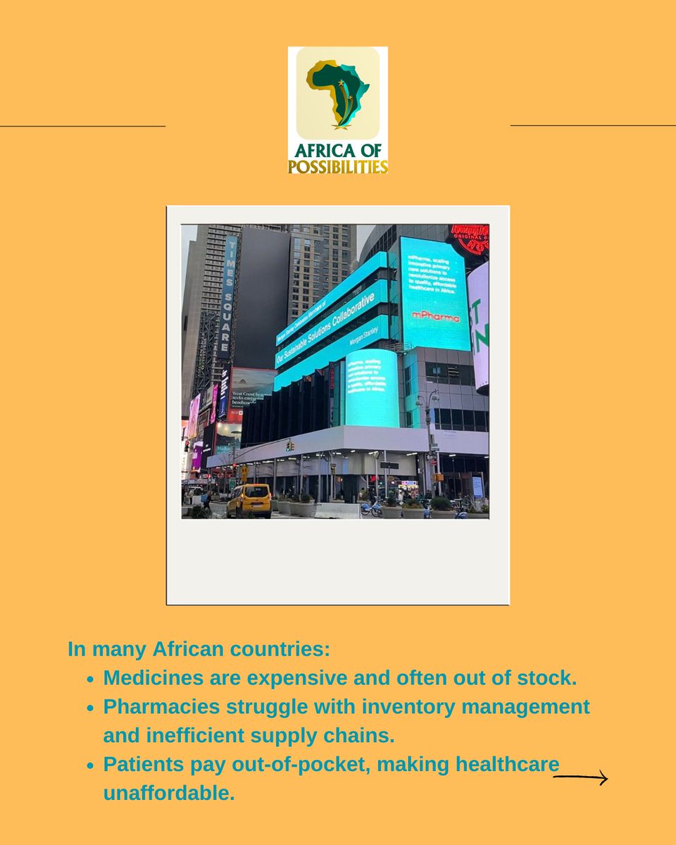 Africapossible's tweet photo. AFRICA INNOVATION OF THE WEEK
💊 Meet mPharma – a Ghanaian startup using AI + smart logistics to make life-saving medicines affordable &amp; accessible across Africa.
From Ghana to Nigeria, they’re fixing healthcare with tech.
#HealthTech #mPharma #Africaofpossibilities #MadeInAfrica https://t.co/POUCHyFesh