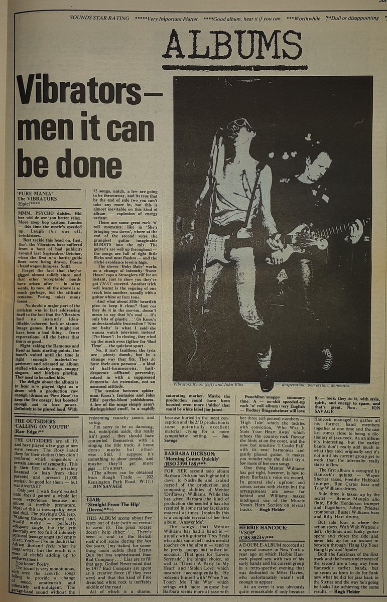 The Vibrators album 'Pure Mania' reviewed by Jon Savage in Sounds 11th, June 1977.
<a href="/JonSavage1966/">Jon Savage</a>